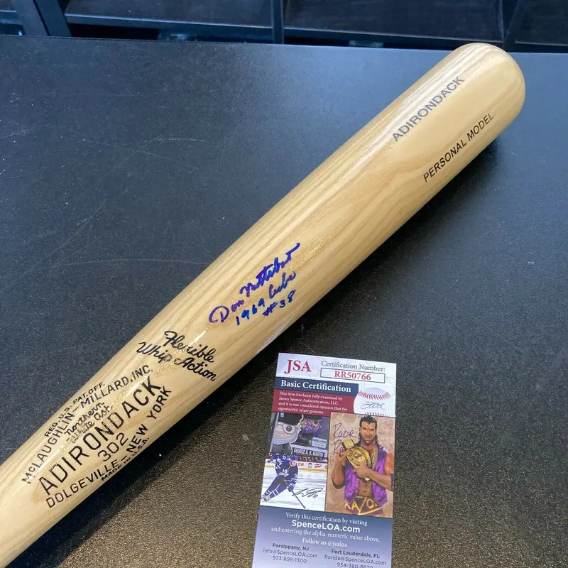 Don Nottebart Signed Adirondack Baseball Bat 1969 Chicago Cubs With JSA COA