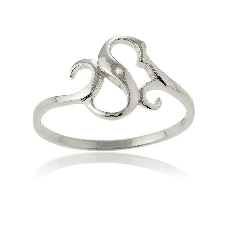 Sterling Silver Single CZ "S" Ring