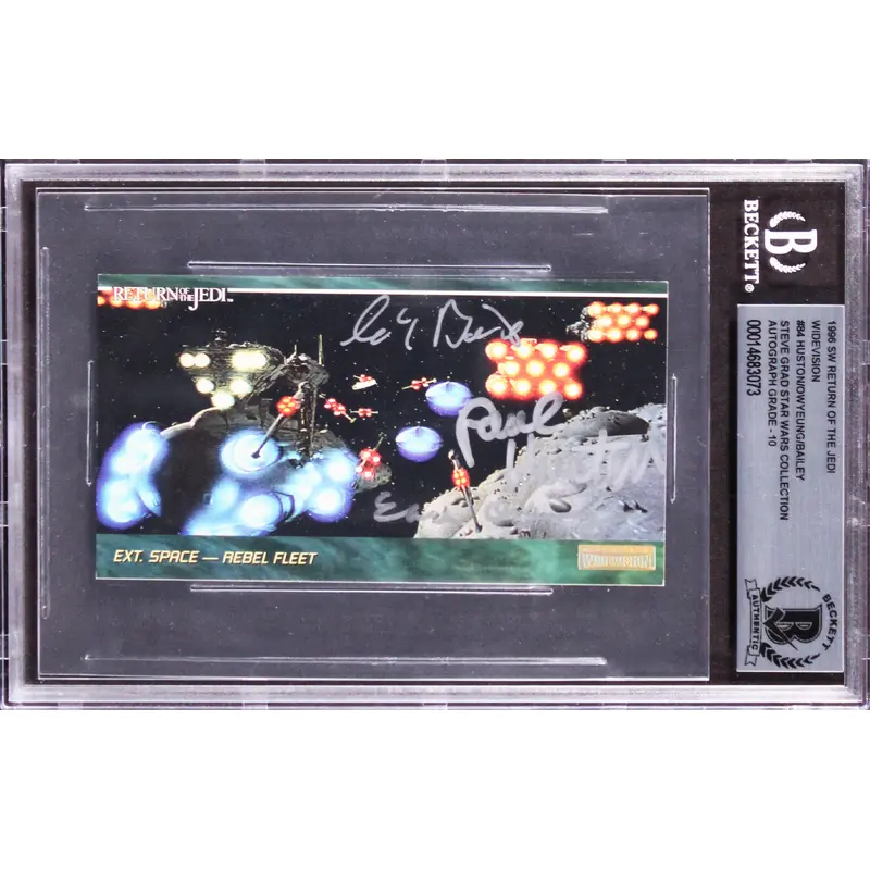 Star Wars (3) Huston, Bailey +1 Signed 1996 ROTJ WV #84 Card Auto 10! BAS Slab