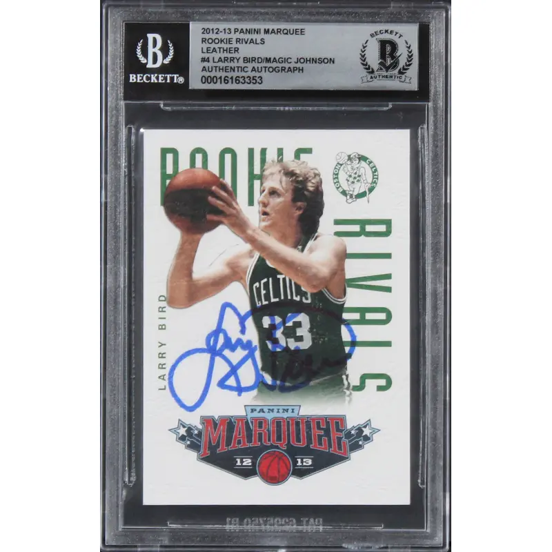 Larry Bird & Magic Johnson Signed 2012 Panini Marquee #4 Card Auto 10! BAS Slab