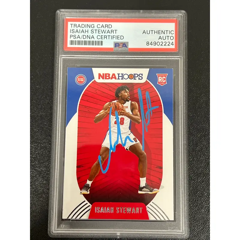 2020-21 NBA Hoops #233 Isaiah Stewart Signed Card AUTO PSA Slabbed RC Pistons