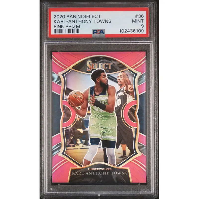 2020 Panini Select Pink Prizm #36 Karl-Anthony Towns PSA MT 9 Slabbed Timberwolves
