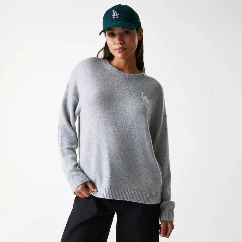 LA Dodgers Womens MLB Knit Grey Crew Neck Sweater