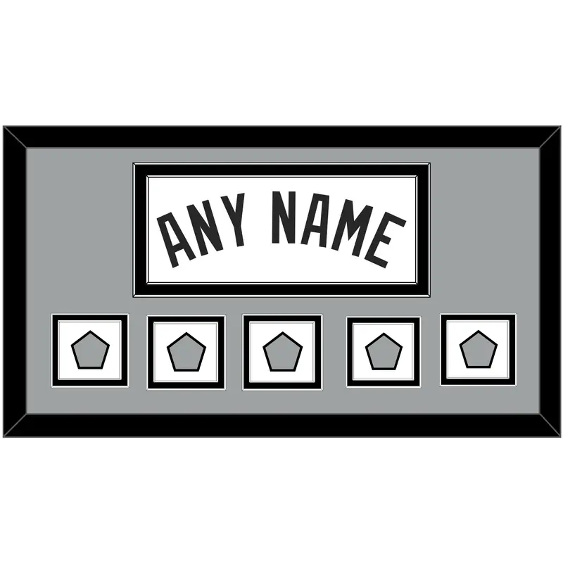 San Antonio Name With 5 Champions Banner Patches - Home White (1989-2002) - Double Mat 3