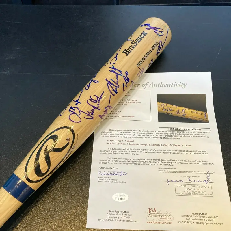 2001 Houston Astros Team Signed Baseball Bat Jeff Bagwell Craig Biggio PSA DNA