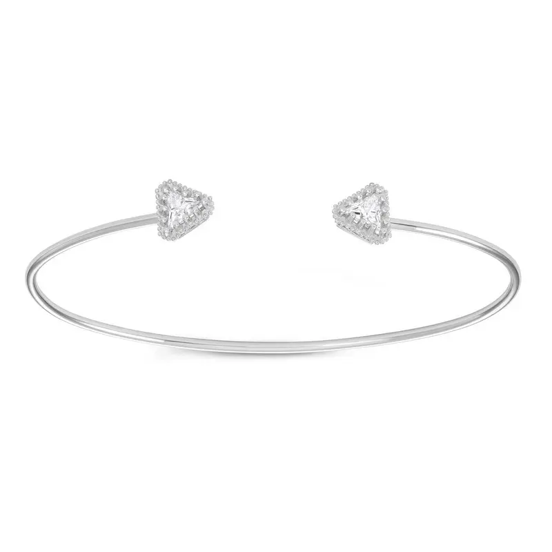 Sterling Silver Triangle CZ Cuff Bangle