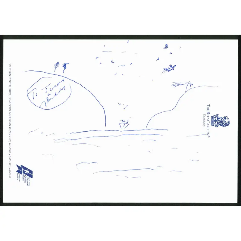 Muhammad Ali Authentic Signed 7.25x10.5 Hand Drawn Sketch BAS #A05157