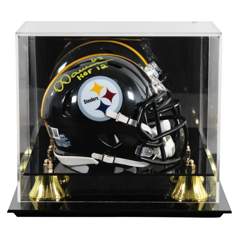 Steelers Dermontti Dawson "HOF 12" Signed Speed Mini Helmet W/ Case BAS Witness