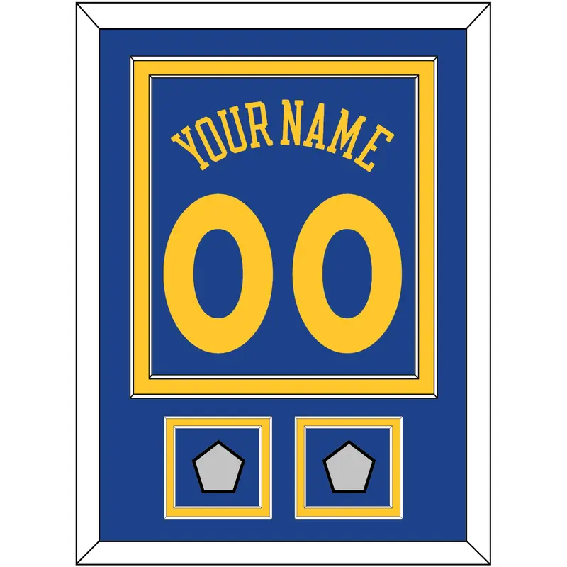 Golden State Name & Number With 2 Finals Patches - Road Blue (2010-2019) - Double Mat 2