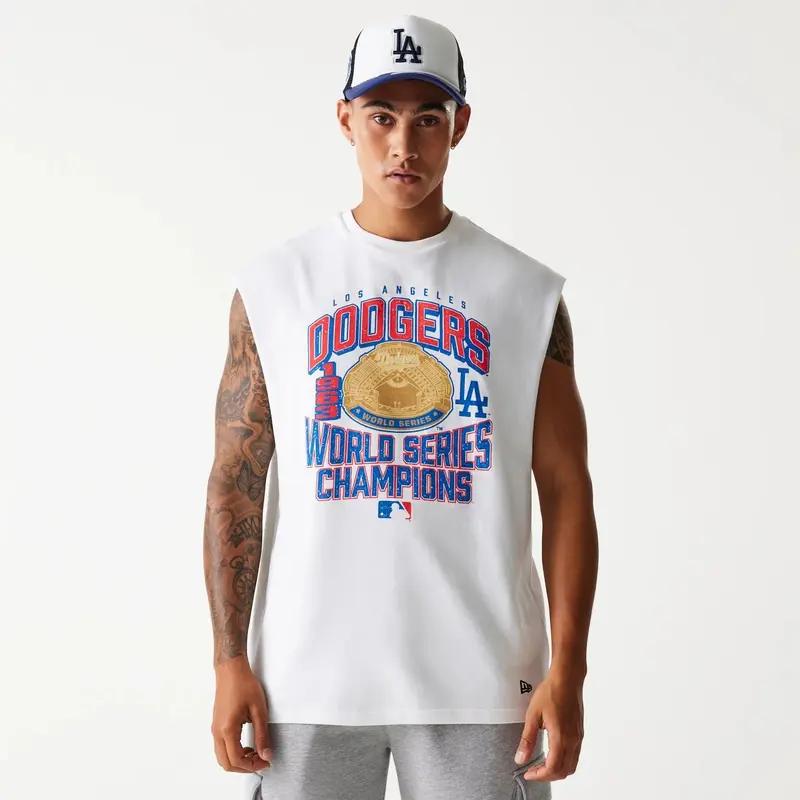 LA Dodgers MLB Graphic White Sleeveless T-Shirt
