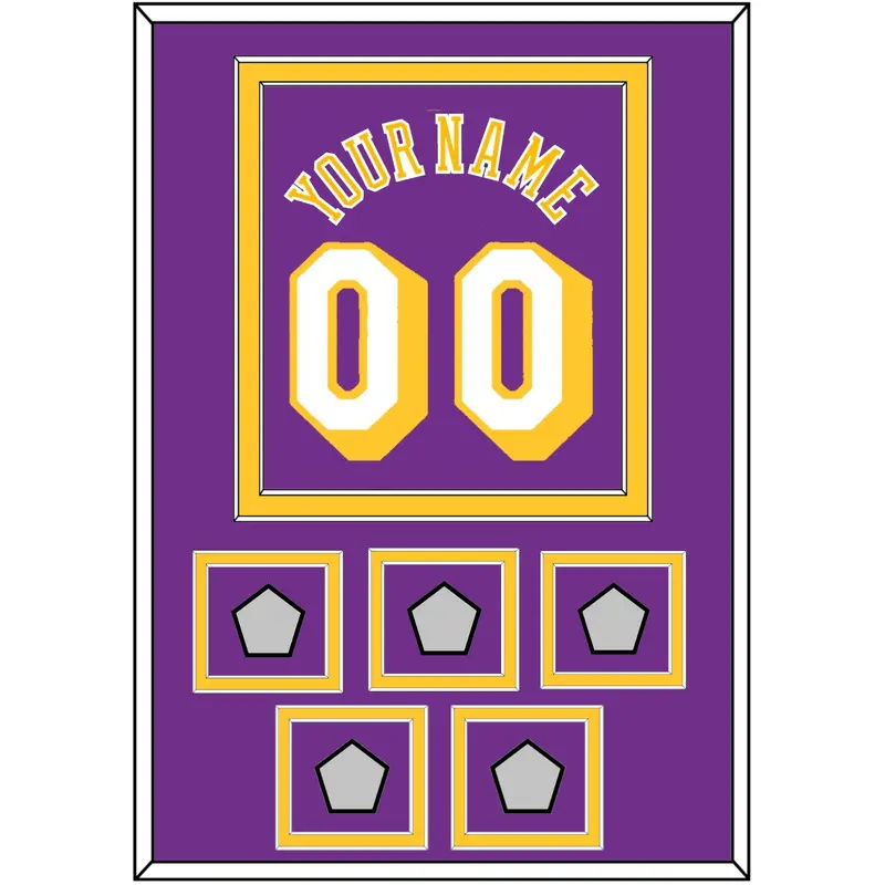 Los Angeles Name & Number With 5 Trophy Patches - Road Purple (1978-1997) - Double Mat 2