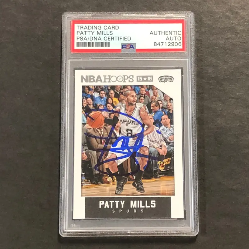 2015-16 NBA Hoops #206 Patty Mills Signed Card AUTO PSA Slabbed Spurs