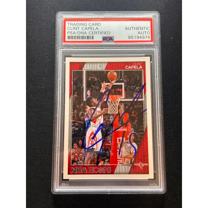 2016-17 NBA Hoops #120 Clint Capela Signed Card AUTO PSA/DNA Slabbed Rockets