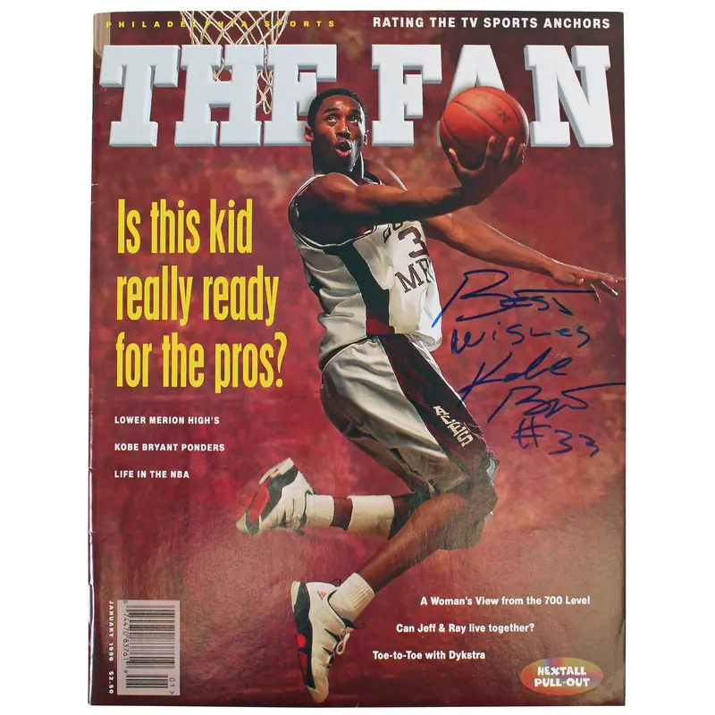 Lakers Kobe Bryant "Best Wishes" Signed 1996 The Fan Magazine Auto Graded 10 PSA