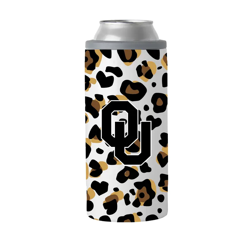 Oklahoma 12oz Neutral Leopard Slim Can Coolie