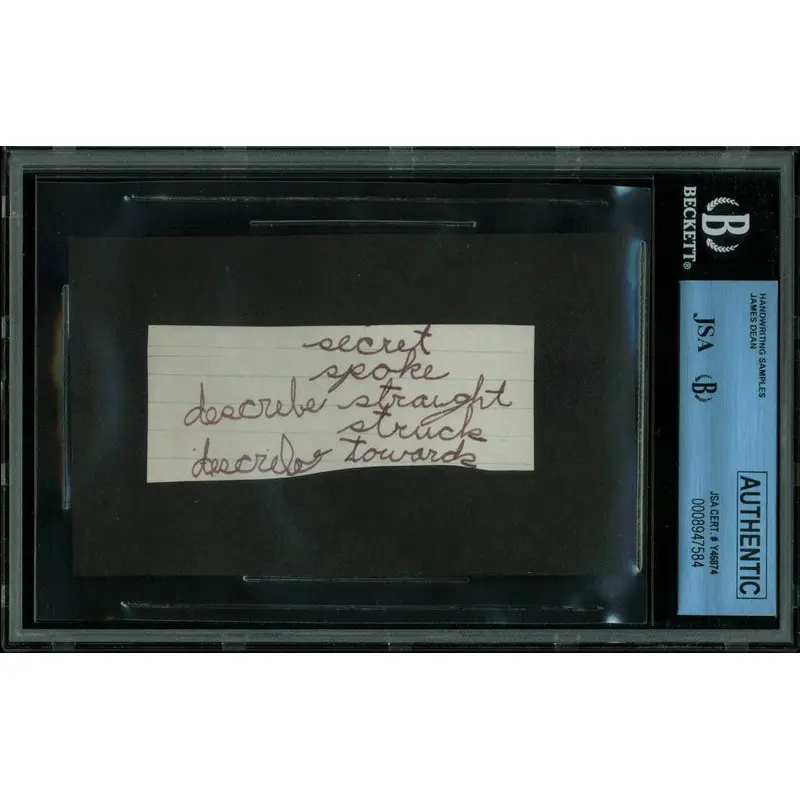 James Dean 1.5x3.5 Handwriting Sample from 5th Grade Notebook JSA Slab #8947584