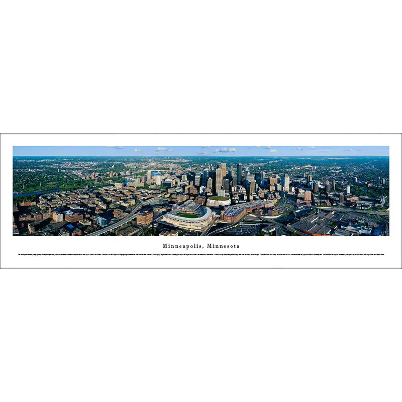 Minneapolis, Minnesota Skyline Aerial Panoramic Poster Print - Blakeway Worldwide