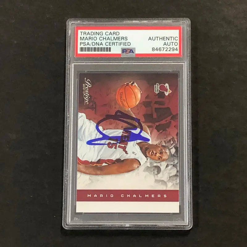 2012-13 Prestige #25 Mario Chalmers Signed Card AUTO PSA Slabbed Heat