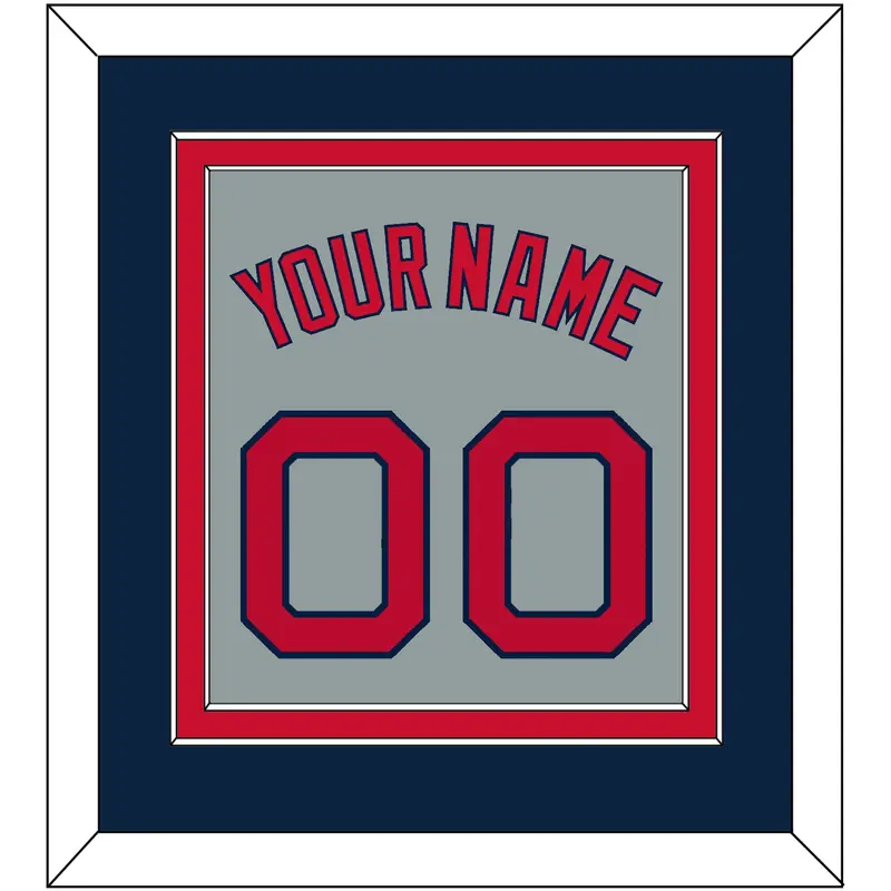 Boston Name & Number - Road Gray - Double Mat 4