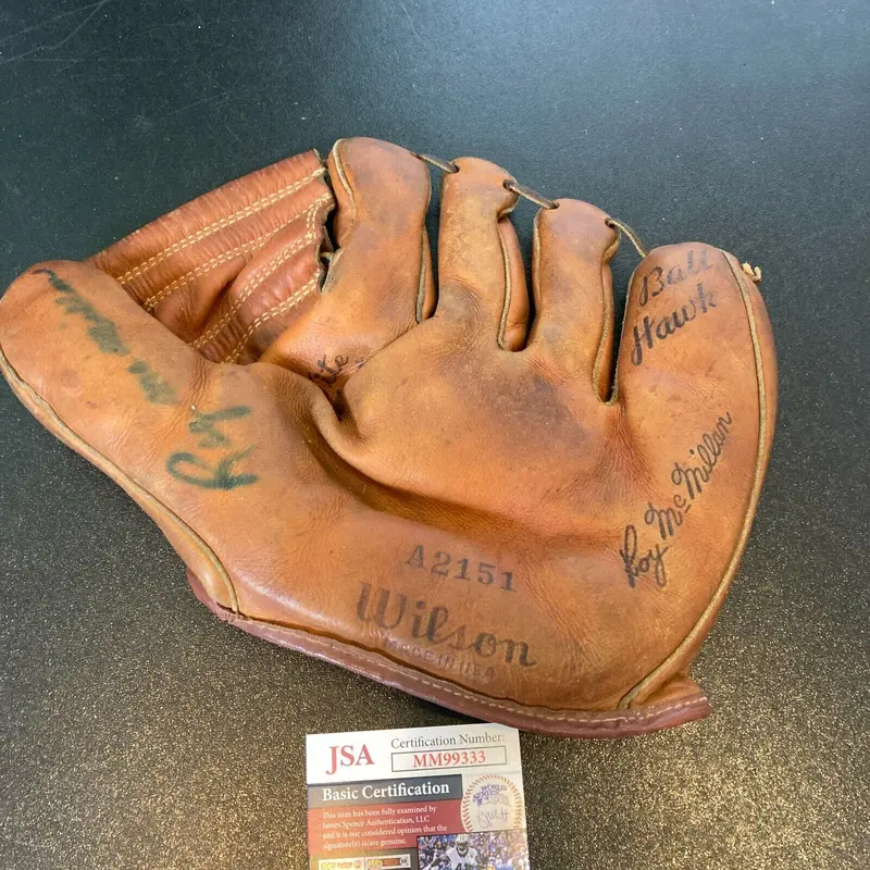 Roy McMillan Signed 1950's Game Model Baseball Glove With JSA COA