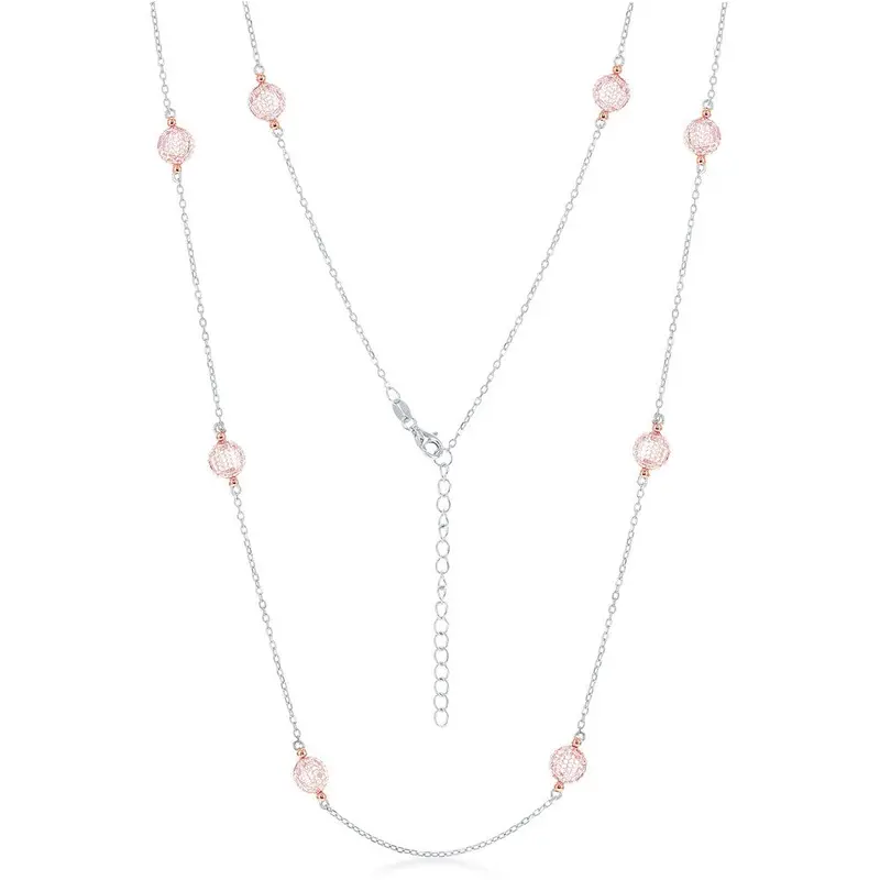 Sterling Silver CZ By The Yard Necklace - Rose Gold Plated