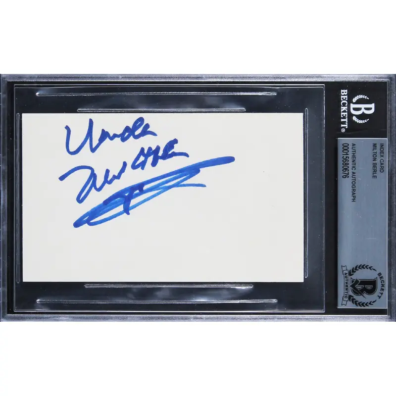 Milton Berle It's a Mad, Mad, Mad, Mad World Signed 3x5 Index Card BAS Slabbed 2