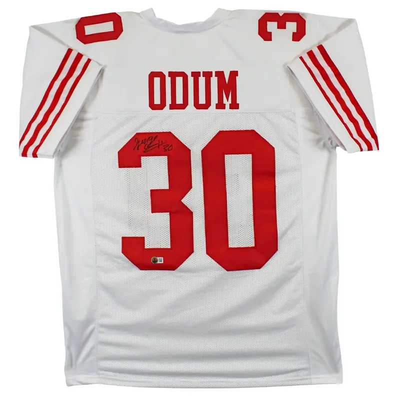 George Odum Authentic Signed White Pro Style Jersey BAS Autographed Witnessed