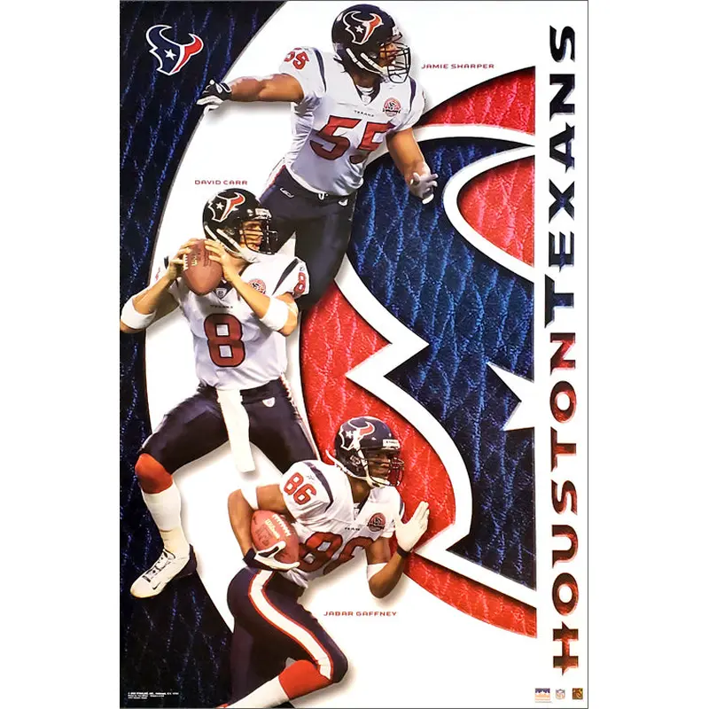 Houston Texans "Three Stars" (Carr, Sharper, Gaffney) Poster - Starline 2002