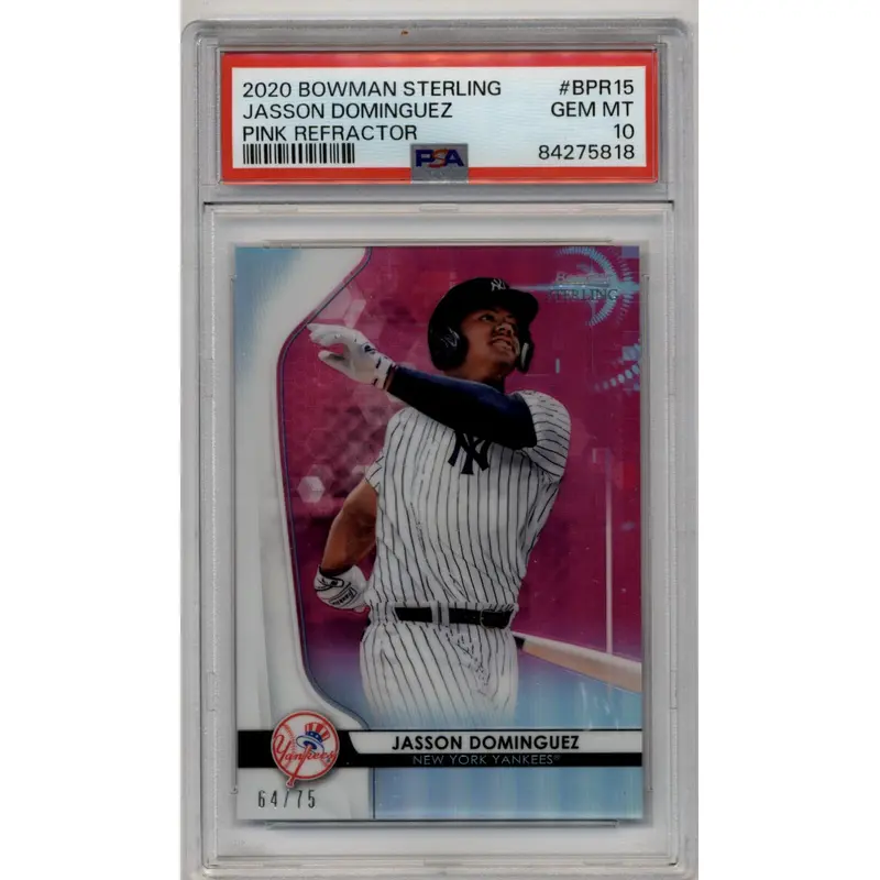 Jasson Dominguez 2020 Bowman Sterling Pink Refractor 64/75 PSA 10 Gem Mint