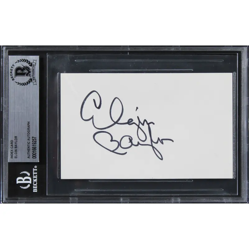 Lakers Elgin Baylor Authentic Signed 3x5 Index Card Autographed BAS Slabbed