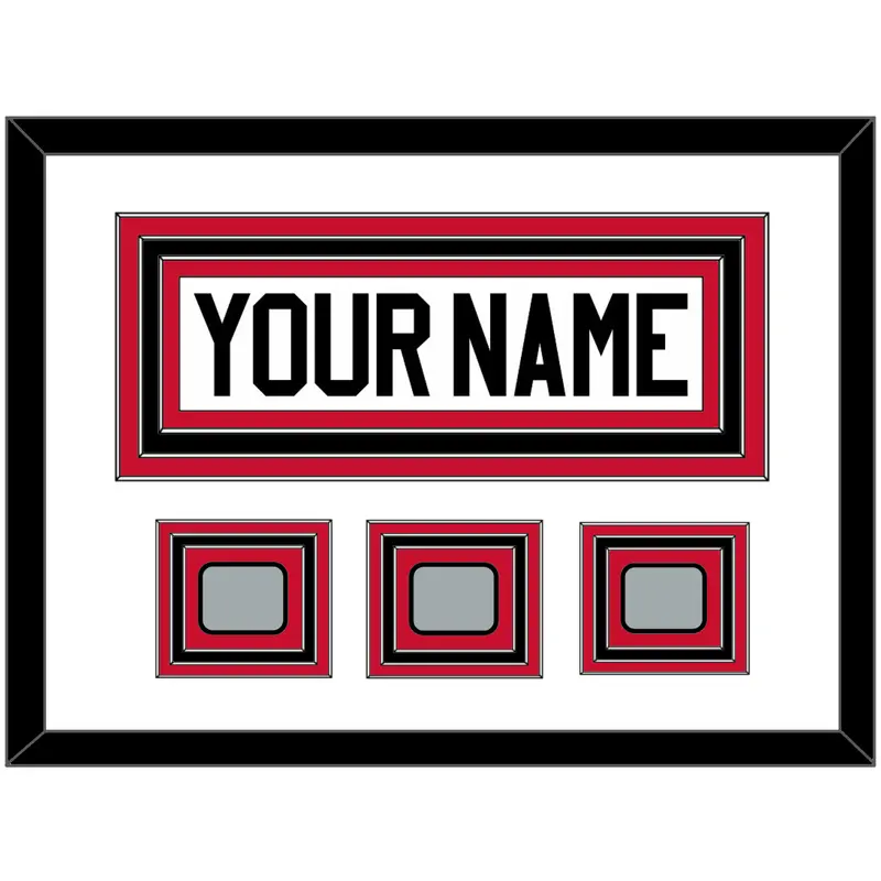 Chicago Nameplate & 3 Stanley Cup Finals Patches - Road White (2007-2017) - Triple Mat 1