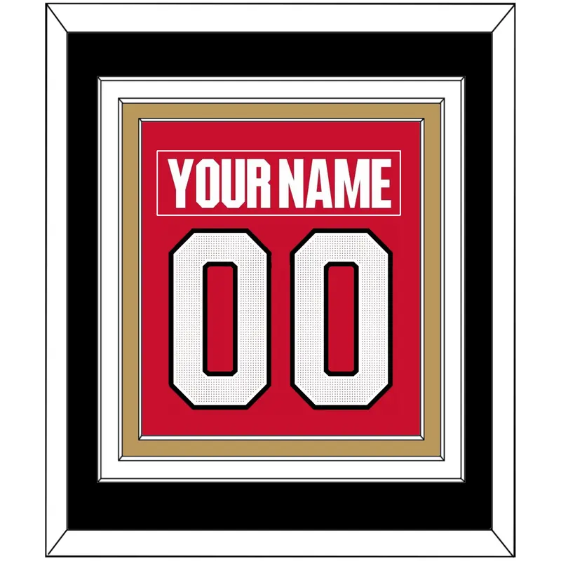 Ottawa Nameplate & Number (Back) Combined - Home Red (2017-2020) - Triple Mat 3