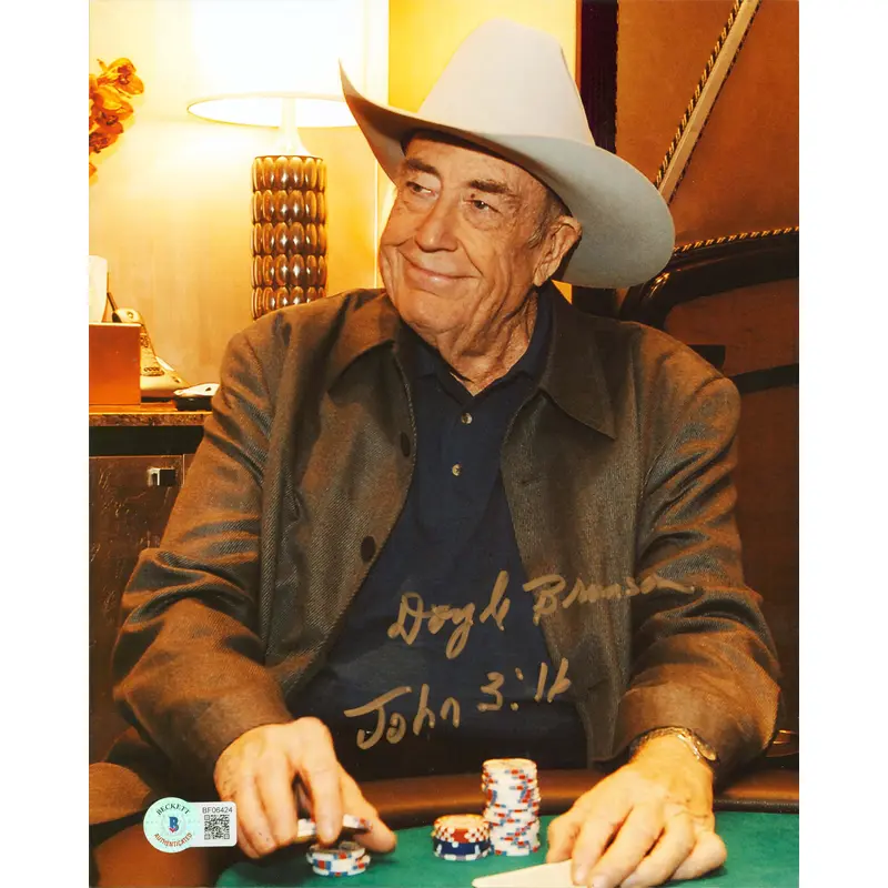 Doyle Brunson "John 3:16" Authentic Signed 8x10 Vertical Photo BAS #BF06424