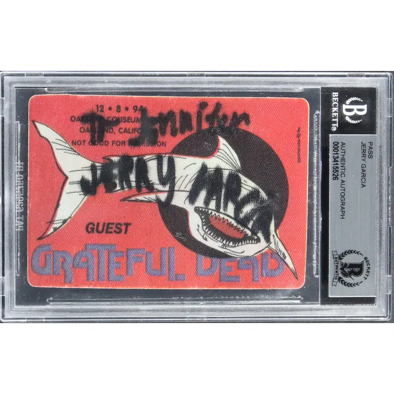 Jerry Garcia Grateful Dead Signed 2.5x3.65 1994 Back Stage Concert Pass BAS Slab