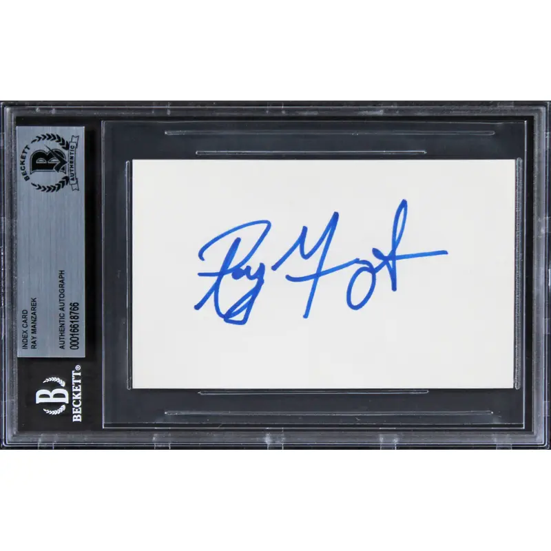 Ray Manzarek The Doors Authentic Signed 3x5 Index Card Autographed BAS Slabbed