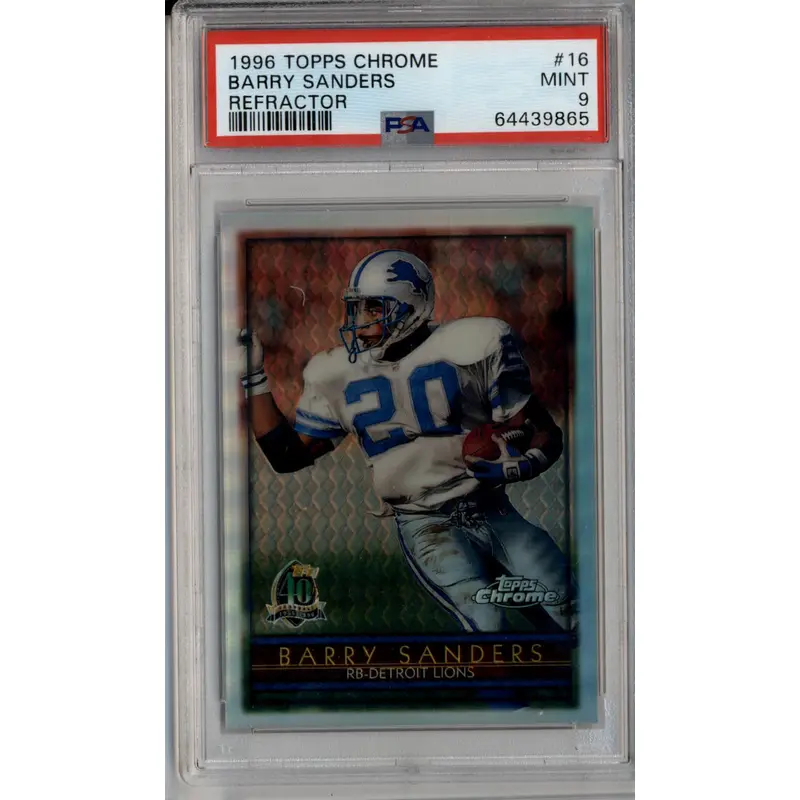 Barry Sanders 1996 Topps Chrome Refractors #16 PSA 9 Mint