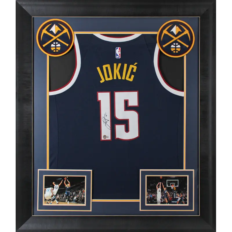 Nuggets Nikola Jokic Signed Navy Blue Nike Swingman Framed Jersey BAS 2