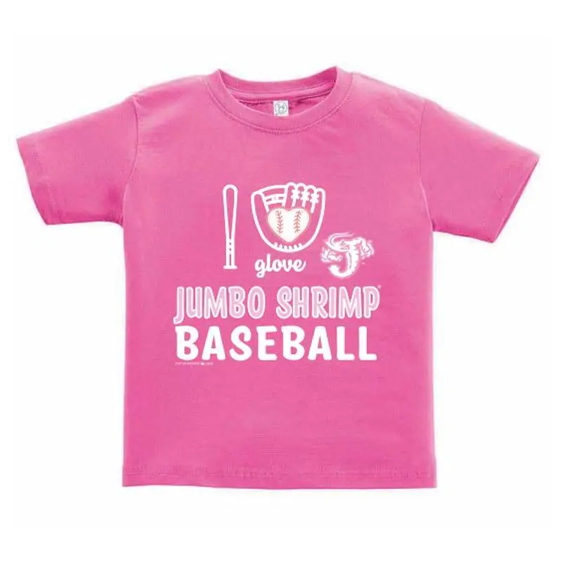 Jacksonville Jumbo Shrimp Soft As A Grape Pink Glove Toddler Tee