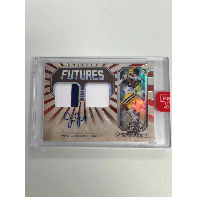 Justin Jefferson 2020 Panini Legacy Dual Patch Auto Red #26/50