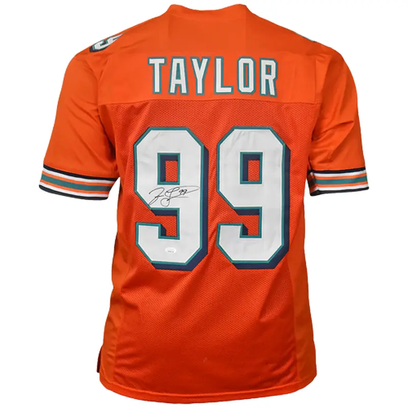 Jason Taylor Autographed Miami (Orange #99) Custom Jersey - JSA