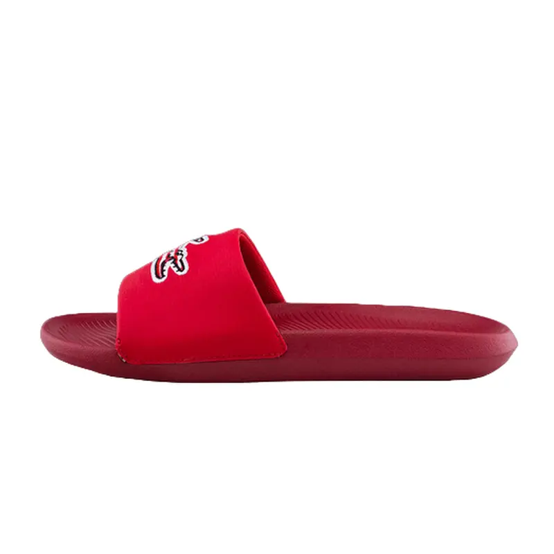 LACOSTE WOMENS SANDALS SLIDE RED CROCO SLIDE 319 3,  7-39CMA009852A
