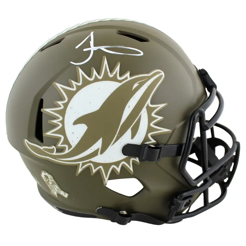 Dolphins Tyreek Hill Signed Salute To Service Full Size Speed Rep Helmet BAS Wit