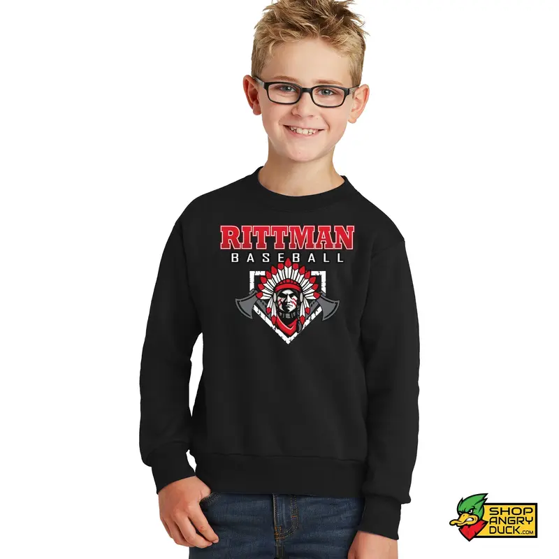 Rittman Indians Baseballs Youth Crewneck Sweatshirt 06