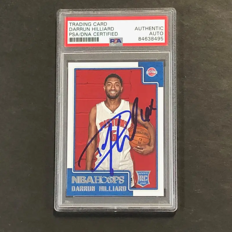 2015-16 NBA Hoops #297 Darrun Hilliard Signed Card AUTO PSA Slabbed RC Pistons