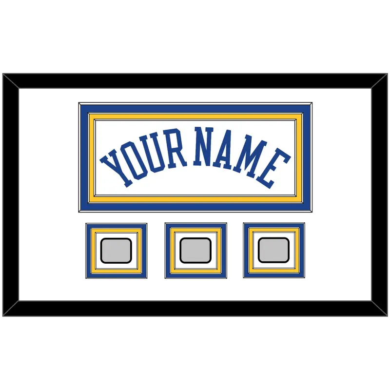 Golden State Name & 3 Champions Patches - Home White (2010-2019) - Triple Mat 1