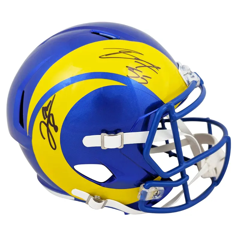 Rams Jared Verse & Braden Fiske Signed Full Size Speed Rep Helmet BAS Witnessed