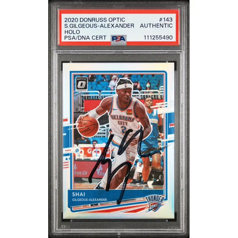 Shai Gilgeous-Alexander Signed 2020 Donruss Optic Silver Holo #143 Card PSA Slab