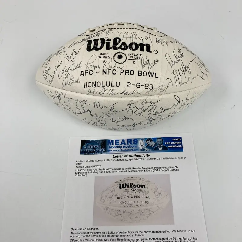 1983 AFC Pro Bowl Team Signed Official Wilson Football 50 Sigs JSA COA