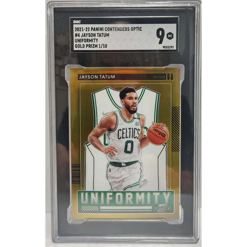 Jayson Tatum 2021 Contenders Optic Uniformity Gold #1/10 SGC 9 MINT