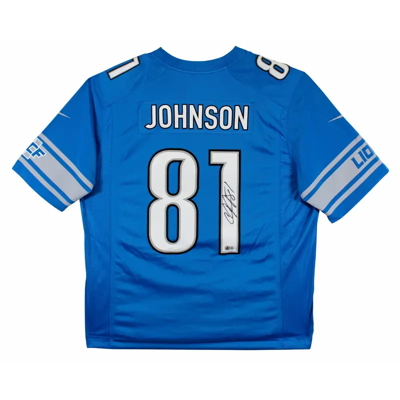 Lions Calvin Johnson Authentic Signed Blue Nike Limited Jersey BAS Witnessed